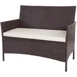 MCW Poly-Rattan Gartenbank Hamar Braun-meliert Kissen Creme