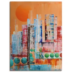 Leinwandbild ARTLAND "New York abstrakt I", orange (farbe bild(er): orange), B:60cm H:80cm T:1,8cm, Canvas, Leinwand, Bilder, auf Keilrahmen gespannt