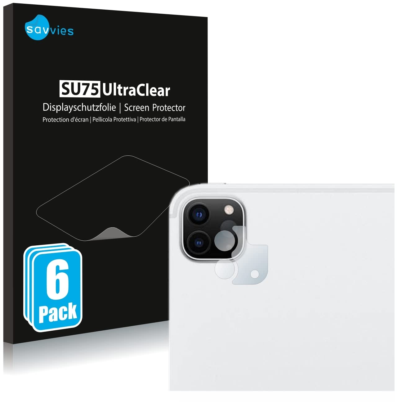 Savvies 6 Stück Schutzfolie für Apple iPad Pro 12.9" 2022 (NUR Kameraschutz) Displayschutz-Folie Ultra-Transparent