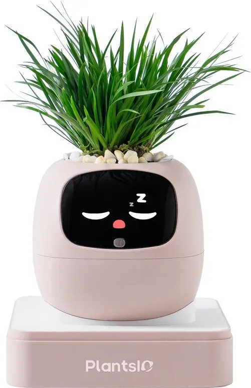 Ivy AI Intelligenter Pflanztopf mit Emoji, intelligenter Gießroboter für Zimmerpflanzen, Tamagotchi-Blumentopf, stilvoller Plantagotchi, Wohndeko (Blush)