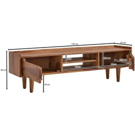 FineBuy Lowboard 145 x 43 x 35 cm Braun Holz