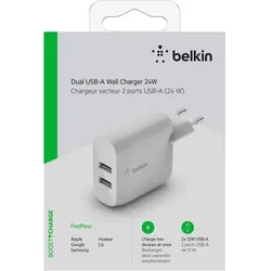Belkin Dual USB-A Ladegerät, 24W weiß                  WCB002vfWH