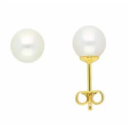Paar Ohrhänger ADELIA ́S "Damen 333 Gold Ohrringe Ohrstecker mit Süßwasser Zuchtperle", gold, Ohrringe, Damen, Damen, Gelbgold 333-Gold-Perlen, Gelbgold 333, Gold, Perlen, mit Süßwasser Zuchtperle Goldschmuck für Damen
