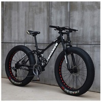 AMITD Mountainbike MTB, 26 Zoll Fette Reifen Fahrrad, Fahrrad mit Scheibenbremsen, Rahmen aus Kohlenstoffstahl, MTB Fahrrad für Herren und Damen,21 Speed,Black Spoke