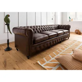 Massivmoebel24 Couch Leder 4-Sitzer Braun
