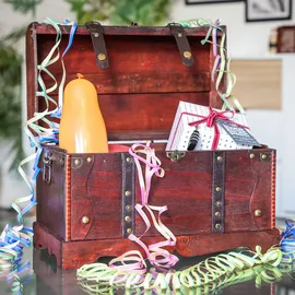 HMF 6400700 Schatztruhe aus Holz mit Schloss, 3er Set, Versch. Größen, Frankreich