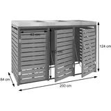 Mendler 3er Mülltonnenverkleidung HWC-K14, Mülltonnenbox mit Pflanzkasten, 124x200x84cm WPC Edelstahl 107kg - anthrazit