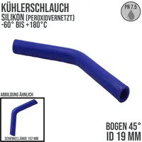 DeinSchlauch24 Silikon Kühlerschlauch Krümmer 45G, blau, 19x4mm, Schenkellänge: je