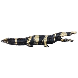 Casa Padrino Luxus Deko Skulptur Krokodil Schwarz / Gold 108 cm - Wetterbeständige Gartenskulptur - XXL Deko Skulptur - XXL Deko Figur - Tierfigur - Garten Deko - Luxus Deko Accessoires