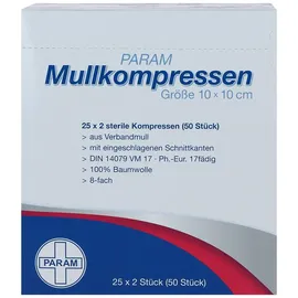 PARAM MULLKOMPRESSEN STERIL 10X10 8F 25x2 st
