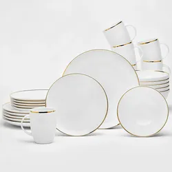 VAN WELL Kombiservice GLAMOUR WHITE 24-teilig für 6 Personen Porzellan weiß Goldrand
