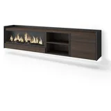 SKRAUT HOME Lowboard 212x50x35 cm Dunkler Eiche/Schwarz Holzwerkstoff