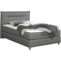 Boxspringbett MAINTAL, grau, Liegefläche B/L: 140cm x 200cm, H3, Kaltschaummatratze, Bezug: Strukturstoff aus 100% Polyester, Bezug der Spiegelfläche Matratzendrell aus 100% Polyester, Bezug des Toppers: 100% Polyester, Komplettbetten, Boxspringbett, inkl. Topper