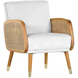 Sessel GLORIA Rattan Natur /weiß - Armteil fest - gepostert - Sitzhöhe 46 cm - Höhe 83 cm - Breite 64 cm - Tiefe 75 cm