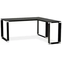 KADIMA DESIGN Eckschreibtisch Schwarz Glas-Metall | 170x160 cm L-Form