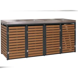 Mendler Mülltonnenverkleidung HWC-K14 124 x 265 x 84 cm teak-optik