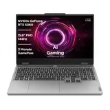 Lenovo LOQ Gaming AI Laptop | 15.6" Full HD 144Hz | NVIDIA GeForce RTX 5060 8GB | AMD Ryzen 7 250 | 16GB RAM | 1TB SSD | Win11 | QWERTZ | Weiss-Beleuchtete Tastatur | Grau | 3 Monate Game Pass