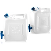 BigDean 2X Wasserkanister 12l Trinkwasserbehälter, Trinkwasserkanister mit Hahn, Lebensmittelecht, geeignet für 10-12 Liter, -20 - +70 Grad Celsius Reisekanister