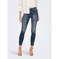 ONLY Damen Jeans Mid Waist Denim Stretch Hose Stoned Washed Design mit Fransen ONLBLUSH L/30