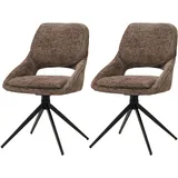 Mendler 2er-Set Esszimmerstuhl HWC-N73, Küchenstuhl, drehbar Auto-Return, Stoff/Textil Chenille (490g/m2) braun