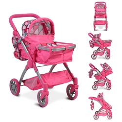 Moni Kombi-Puppenwagen Puppenwagen Vicky 9620, Tasche, Schiebegriff höhenverstellbar rosa