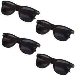 TSB Werk Sonnenbrille 1-10 Sonnenbrille Pilotenbrille Retro Nerd Horn (4-St) Party, Brille, Schwarz, UV Schutz