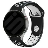 Strap-it Huawei Watch Gt Armband Silikon 'Sport' für Huawei Watch GT 5 Pro  - 46mm - Schwarz/Weiß - Druckknopf Verschluss