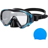 Berallo Kinder Schnorchelausrüstung Tauchmaske Anti-Beschlag und Anti-Leck Schnorchelbrille Schwimmbrille Wasserdicht Langlebig Hartglas Schwimmmaske für Kinder (Blau)