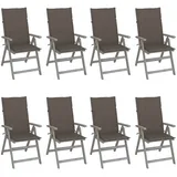 vidaXL Verstellbare Gartenstühle 69 x 69 x 110 cm grau 8 St.
