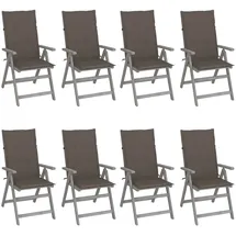 vidaXL Verstellbare Gartenstühle 69 x 69 x 110 cm grau 8 St.
