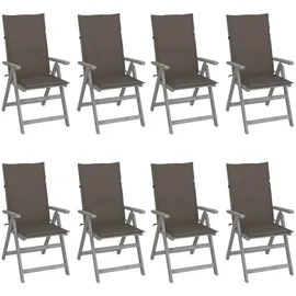 vidaXL Verstellbare Gartenstühle 69 x 69 x 110 cm grau 8 St.