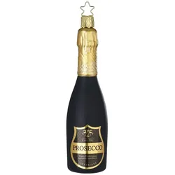 Inges Glas Christbaumschmuck Prosecco Flasche Glas 14 cm schwarz
