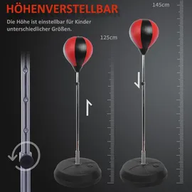 Homcom Punchingball Set Standbox Training Set, 125/131/138/145cm höhenverstellbar 125-145cm Handschuhe Pumpe Profi & Anfänger