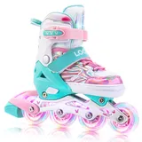 Rollschuhe Kinder für Mädchen, Verstellbare 4 Größen Inline Rollschuhe Quad mit Leuchtenden Rädern für Kinder Mädchen