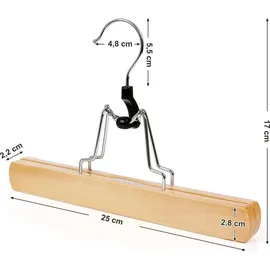 Songmics 12 Stück, Kleiderbügel aus Schima-Holz, rutschfest, Haken, 360 Grad drehbar, CRW007-12