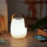 MARELIDA LED Tischleuchte mit Lautsprecher - Bluetooth - 6 warmweiße LED - H: 21cm - für Garten, Balkon