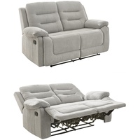 Federkern Relax Sofa Zweisitzer mit Liegefunktion 2er Couch Stoff Chenille Grau