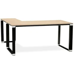 Kadima Design Winkelschreibtisch 170x160cm | L-Form platzsparend Homeoffice modern | Melaminholz | beige-schwarzer Computertisch