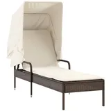 vidaXL Sonnenliege mit Dach Braun Poly Rattan