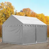 TOOLPORT 3x4 m Lagerzelt PVC-Plane, grau mit Bodenrahmen