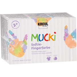 Kreul 2321 Abwaschbare Fingerfarbe Grün, Orange, Pink, Violett, Türkis, Gelb