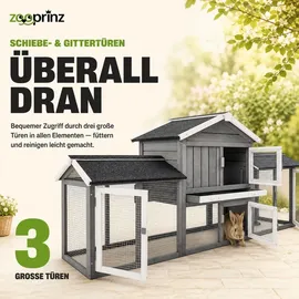 zooprinz Kleintierstall Don Camillo 210 x 85,5 x 54 cm Grau/Weiß