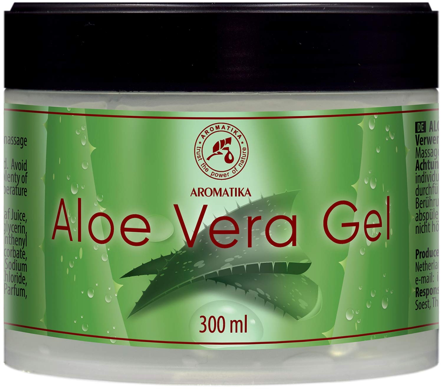 Aloe Vera Gel 300ml - Feuchtigkeitspflege für Gesicht - Haare und Körper - Beruhigendes Haut Gel - Kühlendes Gel für Alle Hauttypen - Aloe Gel für Trockene Haut - Rasiergel