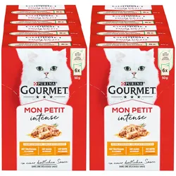 PURINA Gourmet Mon Petit intense Katzennassfutter mit Ente, Huhn und Truthahn 6 x 50 g, 8er Pack