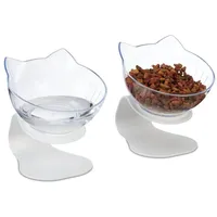 Relaxdays Katzennapf 2er Set, Futternapf, 500ml, HxBxT: 15x13x15 cm, Fressnapfset, Wassernapf, weiß/transparent