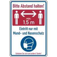 Wagner-sicherheit Kombischild, Bitte Abstand halten! Eintritt nur mit Mund-