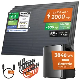 solarway Balkonkraftwerk Monokristallin 800 W inkl. 3,8 kWh EcoFlow Stream Ultra X Speicher
