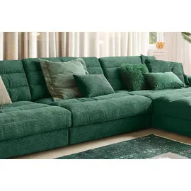 KAWOLA Ecksofa XL Lana Cord Recamiere rechts smaragd