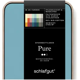 schlafgut Spannbettlaken Bio-Baumwolle-Jersey-Elasthan 180 x 200 - 200 x 220 cm blau