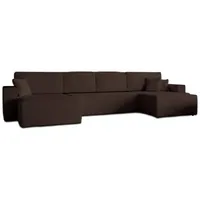GOLDSTOFF Amalia U-Sofa mit Schlaffunktion Bettkasten – Ecksofa U Form  mit Cord-Bezug 330x147 & Komfort-Polsterung | Schlafsofa mit Stauraum (Br... - Braun